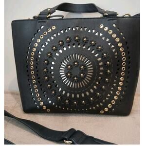 Chinese Laundry Women’s Black Laser Cut 2 Way Purse Handbag Work City Preppy